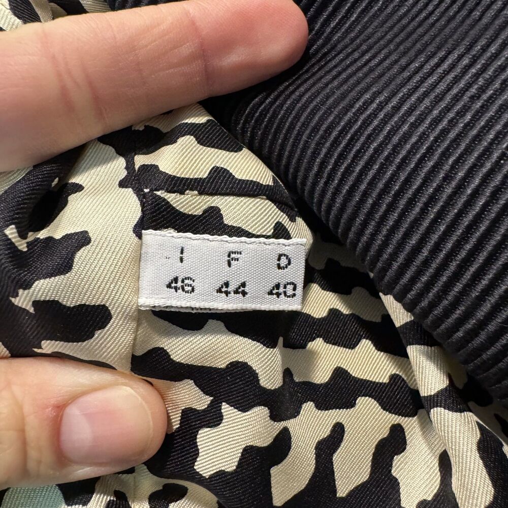 Vintage Genny Jacket Wool Silk Crop Houndstooth Italy Black Blazer Women US 12 - Picture 9 of 9